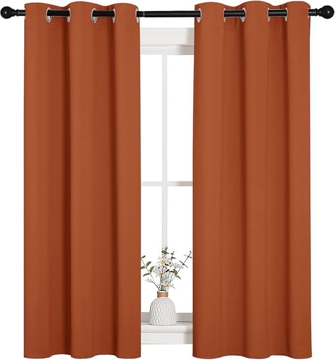 NICETOWN Blackout Halloween Draperies Curtains for Girls Room, Nursery Essential Thermal Insulated Grommet Top Blackout Panels (Burnt Orange, 1 Pair, 34 x 54 inches) - Image 2