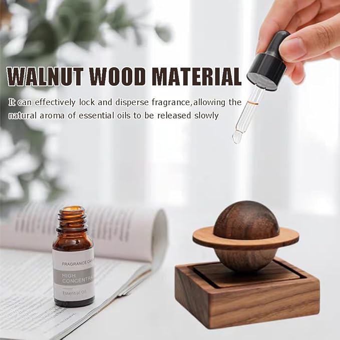 Wood Essential Oil Diffuser,Planet Walnut Aroma Therapy,Passive Diffuser for Desk Table Home Office Car Wardrobe Yoga Hall and SPA, Thoughtful Gifts for Yoga Meditation - Image 2