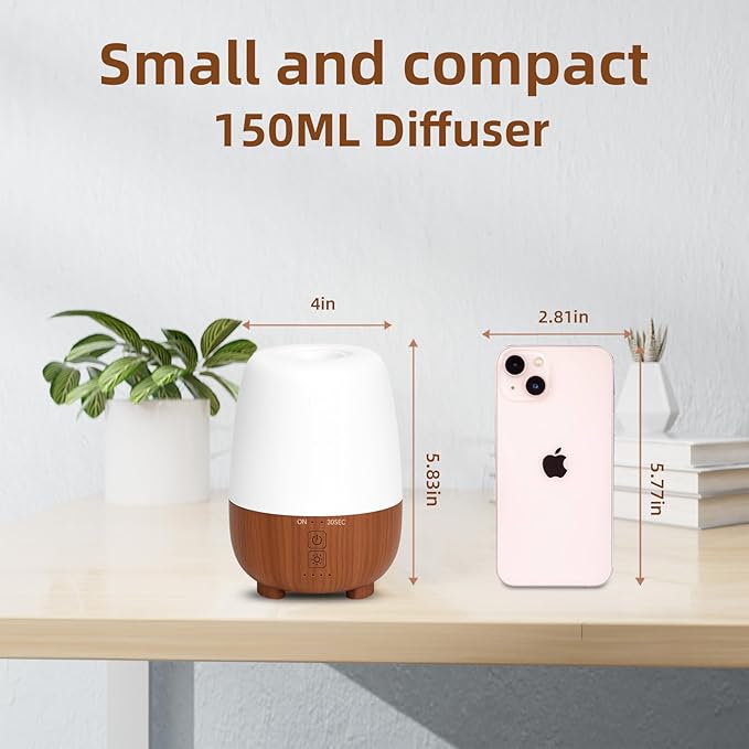 150ML Rechargeable Battery Operated Essential Oil Diffuser, Portable Cordless Aromatherapy Diffuser,7-Hour Runtime with 7 LED Color Changing Lightsfor Home,Office,Outdoor - Image 4