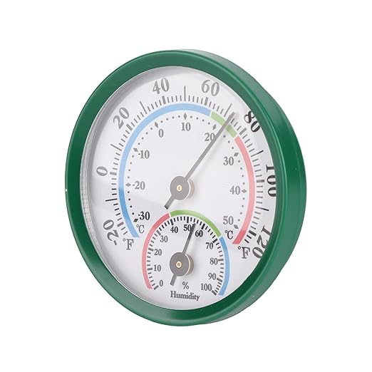 Jeanoko Pointer Type Thermometer Hygrometer Indoor Temperature Humidity Meter Monitor Gauge Mini Thermometer Hygrometer for Home Indoors Office Use Sauna (TH103B Green Shell Color Face) - Image 6