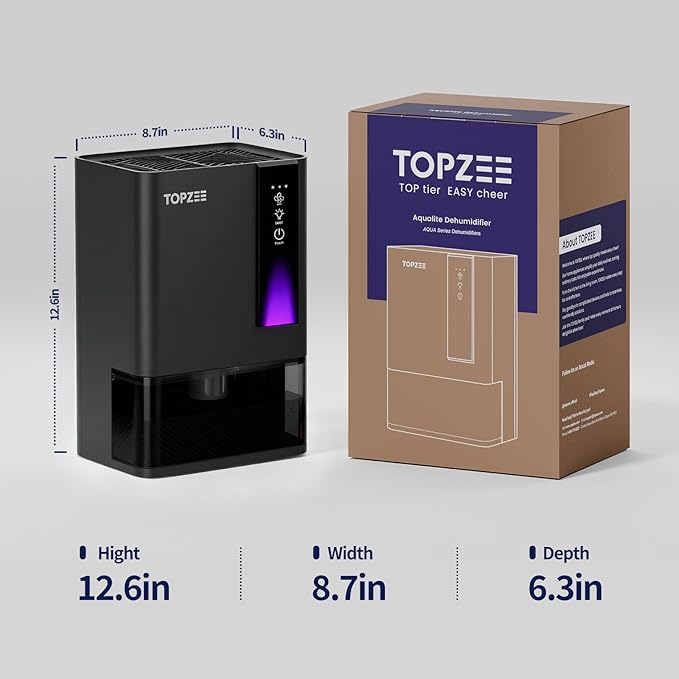Dehumidifiers for Home, Dehumidifier for Bedroom Bathroom Basement with Auto Shut Off, Dual-Semiconductor Quiet Dehumidifier, Black - Image 7