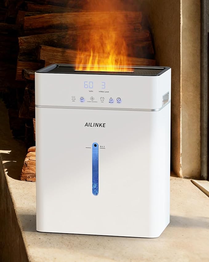 Humidifiers for Bedroom Large Room 10L/2.64Gal, Warm and Cool Mist Humidifier Large Room, Simulated Flame Humidifier Light, 12H Timer, 3 Speed, Top Fill, 1000sq.ft for Baby/Plant/Office by Humidifiersforbedroomlargeroom