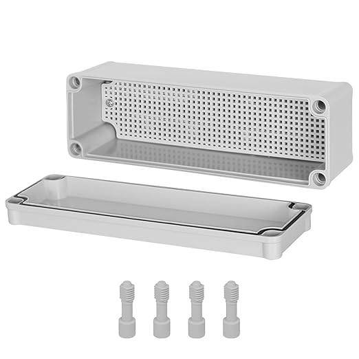 Junction Box，9.8"x 3.3"x 3.1" Outdoor Electrical Box with Mounting Plate, IP67 Dustproof Waterproof ABS Plastic Project Box, DIY Electrical Enclosure Gray (250x 85x 80 mm) by HoHaing