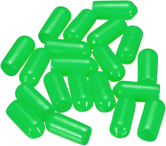 uxcell 20pcs Rubber End Caps 6mm(1/4") ID Vinyl PVC Round Tube Bolt Cap Cover Screw Thread Protectors Green - Image 4