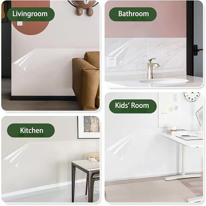 Clear Peel and Stick Wallpaper, Self-Adhesive Wallpaper Wall Protector, Oil Proof Waterproof Contact Paper for Kitchen Backsplash Tile, Cabinets, Whiteboard, Shelf Drawer Liner(15.7" x 197") - Image 7