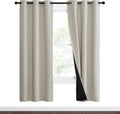 NICETOWN Natural Blackout Curtains 70 inches Long, 2 Pieces, 37" Wide Each Panel, Full Light Blocking Drapes with Black Liner for Nursery, Noise Reducing Thermal Insulated Draperies for Doorway by NICETOWN