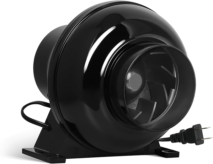 Simple Deluxe 4 Inch 195 CFM Inline Duct Ventilation Quiet Exhaust Vent Blower for HVAC Hydroponics Grow Tent, Attic, Basements or Kitchens, Upgrade Fan, Black by SimpleDeluxe