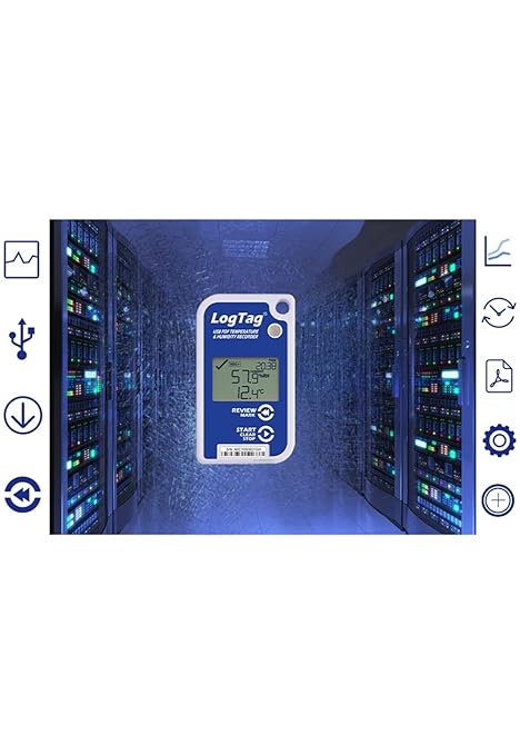 UHADO-16, Multi-use Data Logger, Temperature & Humidity, 16,000 Readings, with Display, with USB, White/Blue - Image 4