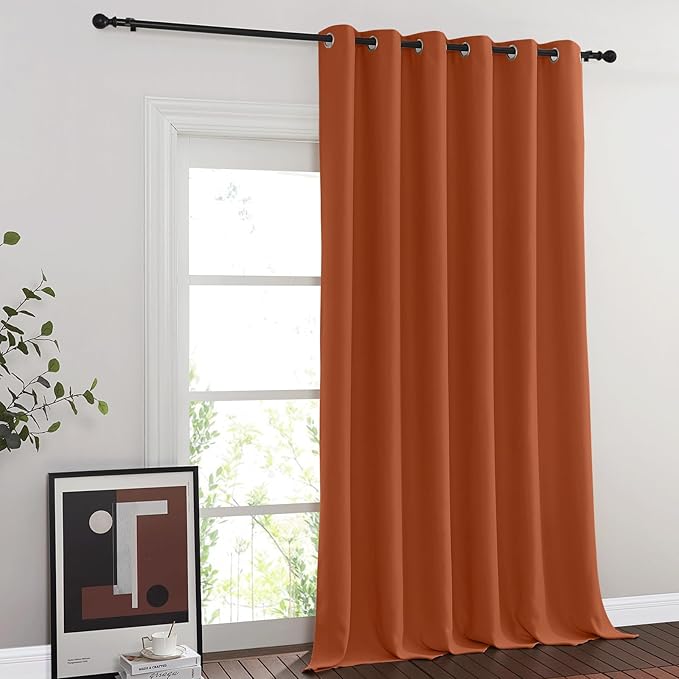 NICETOWN Blackout Room Divider Curtains for Sliding Glass Doors 102 Inches Long 1 Panel, Extra Wide Curtains for Doorway Patio Bedroom Living Room (Burnt Orange, 80Wx102L, 1 Panel) by NICETOWN