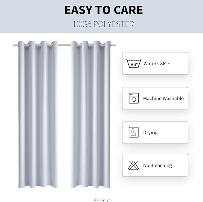 Water Proof Outside Curtains with Grommet Top for Porch, W52 x L120 Thermal Insulated Washable Light Block Outdoor Divider Drapes for Patio Gazebo Deck Pool Area Pergola Cabana (2 Panels) - Image 7