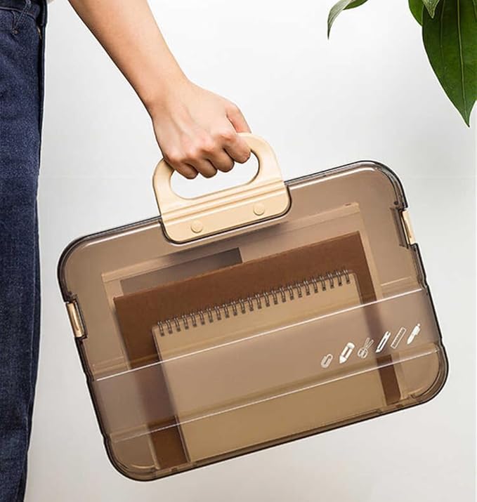 Portable File Box Clear Waterproof Document Storage Box with Snaps PP Files Organizer Cases for A4 Paper Magazines Notebooks School or Office Supplies (1pcs, White) - Image 9