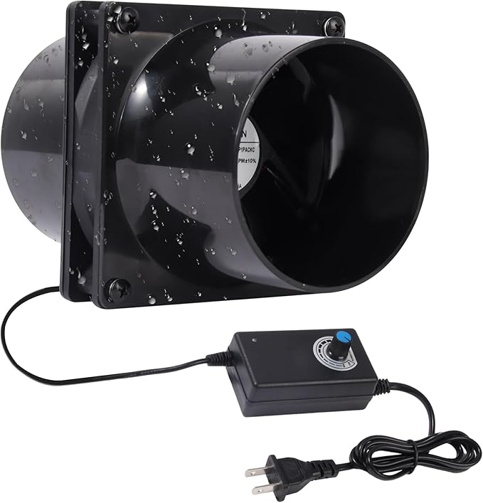 4.72" 12V Exhaust Duct Fan Kits with 4" Dual Duct Flanges Adapters Variable Speed Controller Small Inline Smoke Extractor Fan for DIY 3D Printer Enclosure Laser Engraver Soldering Small Grow Tents by AMCHIXIN