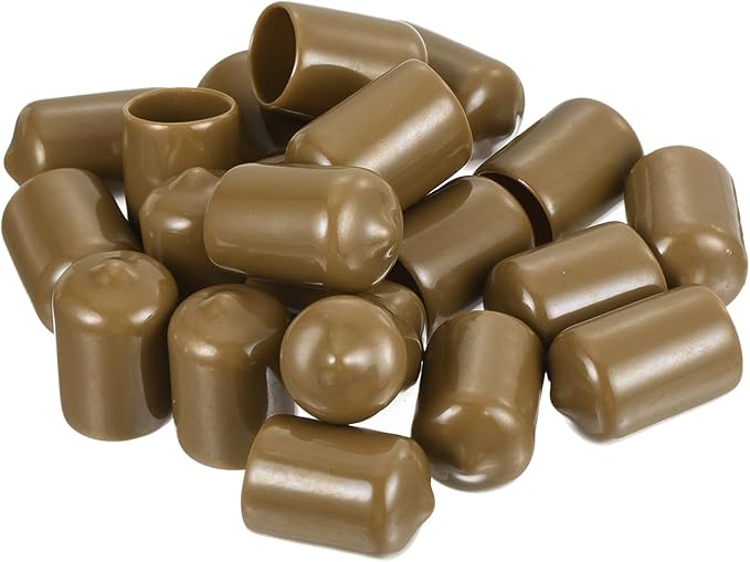uxcell 20pcs Rubber End Caps 14mm ID Vinyl PVC Round Tube Bolt Cap Cover Screw Thread Protectors Light Brown - Image 4