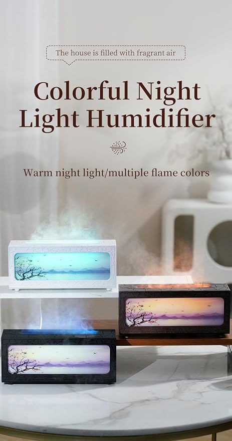 Fireplace Flame Essential Oil Diffuser - 7 Color LED Ultrasonic Aromatherapy Humidifier, 250ml, with Timer, Suitable for Home, Bedroom, Office, Yoga (C08B) - Image 7