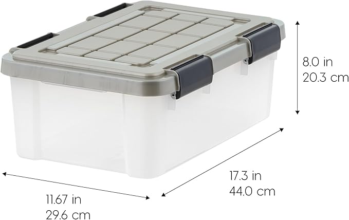 IRIS USA 16 Qt Storage Bins with Gasket Seal Lid, 3 Pack - BPA-Free, Heavy Duty Moving Containers Tight Latch, Weather Proof Tote, WEATHERPRO - Clear/Chrome - Image 2