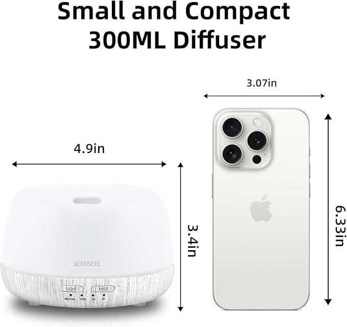 300ML Essential Oil Diffuser with Remote Control, Aromatherapy Diffuser with 7-Color Changing LED Light for Bedroom, Home - Image 2