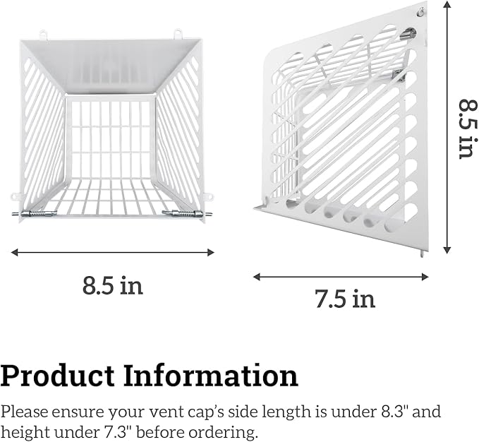 Outdoor Dryer Vent Cover with Open/Close Flap – Fits 5–6 Inch Vent Caps, Heavy-Duty Metal Dryer Vent Screen, Animal Guard, Weather-Resistant, Easy to Install (8.5"Lx8.5"Wx7.5"H) - Image 2