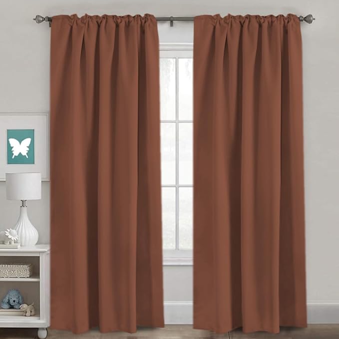 H.VERSAILTEX Blackout Curtains Thermal Insulated Window Treatment Panels Room Darkening Blackout Drapes for Living Room Back Tab/Rod Pocket Bedroom Draperies (2 Panels, Washed Spice, 52 x 96 Inch) - Image 2