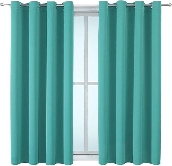 ChrisDowa Grommet Room Darkening Curtains for Bedroom and Living Room - 2 Panels Set Thermal Insulated Blackout Curtains (Teal, 52W x 54L) - Image 7