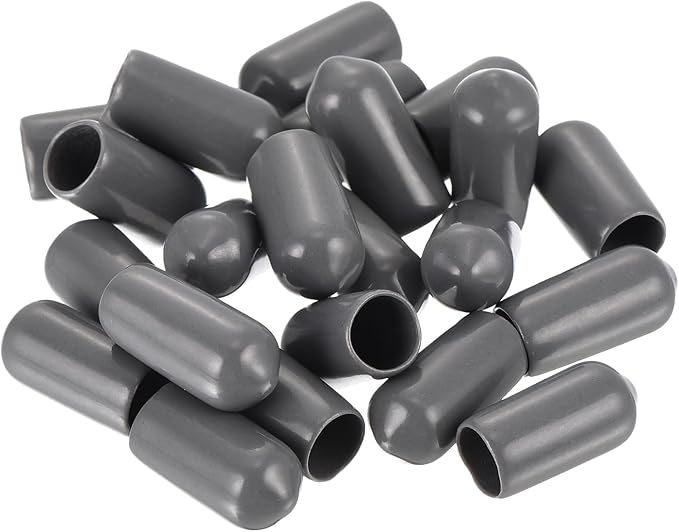 uxcell 20pcs Rubber End Caps 7mm(1/4") ID Vinyl PVC Round Tube Bolt Cap Cover Screw Thread Protectors Dark Grey - Image 4