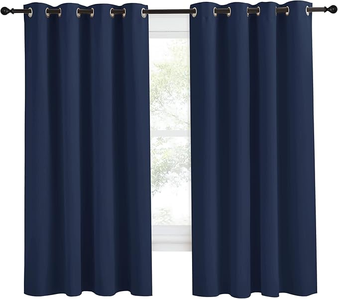 NICETOWN Blackout Curtain Panel, Navy Blue, 55 inches Wide by 68 inches Long, 1 PC, Light Blocking Room Darkening Drape/Drapery for Nursery Room, Ring Top - Image 2