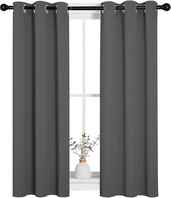 NICETOWN Grey Blackout Curtain Panels for Bedroom, Thermal Insulated Grommet Top Blackout Draperies and Drapes (2 Panels, W29 x L45 inches, Grey) by NICETOWN