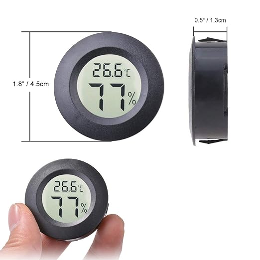 4pcs Mini Hygrometer Thermometer Indoor Outdoor Round Humidity Meter Temperature Gauge Humidity Sensor Fahrenheit Switchable Celsius Monitor for Humidor Reptile Jars 3D Printer - Image 2