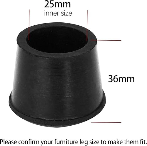 10 PCS Black Round Rubber Chair Leg Caps Tips, Vinyl Rubber End Kits, Soft Touch Table Feet Cover, Anti Slip Floor Protector, 1 inch (25mm) - Image 2