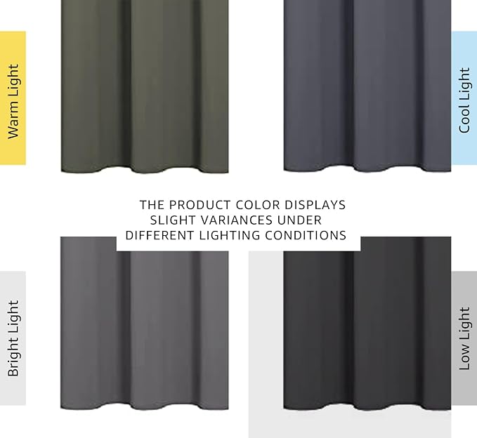 NICETOWN Grey Blackout Curtain Panels for Bedroom, Thermal Insulated Grommet Top Blackout Draperies and Drapes for Basement (2 Panels, W34 x L45-inch, Grey) - Image 3
