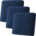 H.VERSAILTEX Velvet Stretch Couch Cushion Cover Plush Cushion Slipcover for Chair Loveseat Sofa Cushion Furniture Protector Seat Cushion Sofa Cover (3 Piece XL Sofa Cushion Covers, Navy) by HVERSAILTEX