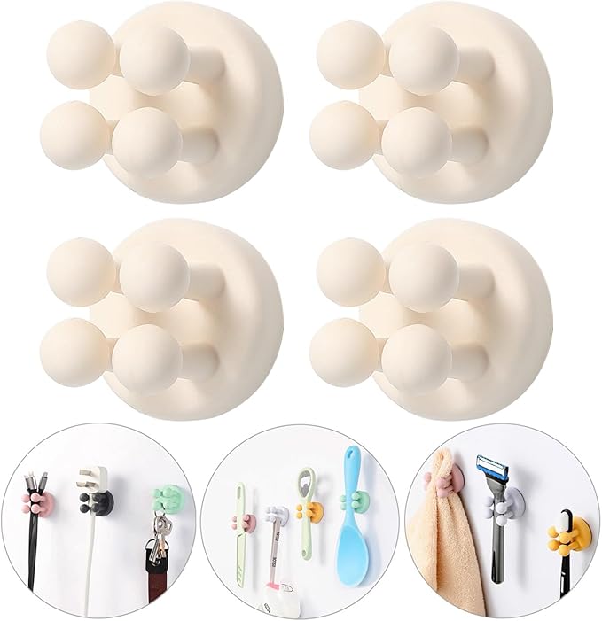 iBetterLife 5Pcs Self-adhesive Hooks Holders - Mounted to Wall Mirror for Clipping & Hanging Toothbrush Razor Towel Key Plug Cable, Utility Holder for Kitchen Bathroom Home Office Dorm Room Essentials - Image 9