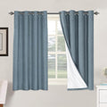 H.VERSAILTEX Linen Blackout Curtains 54 Inches Long 100% Blackout Thermal Insulated Textured Linen Look Curtain Draperies Anti-Rust Grommet, Energy Saving with White Liner, 2 Panels, Stone Blue by HVERSAILTEX
