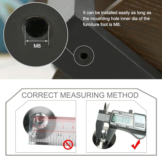 uxcell M8 x 10 x 25mm Leveling Feet Adjustable Leveler Floor Protector for House Furniture Chair Table Desk Leg 24 Pack - Image 3