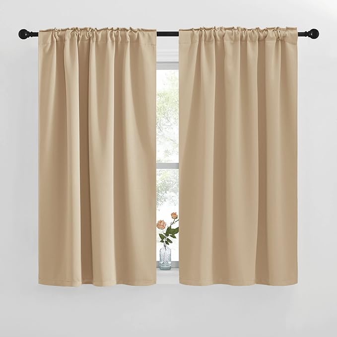 NICETOWN Window Treatment Curtains Room Darkening Drapes - (Biscotti Beige Color) 42 Width X 50 Drop Each Panel, 2 Panels Set, Curtains and Draperies for Kitchen - Image 2