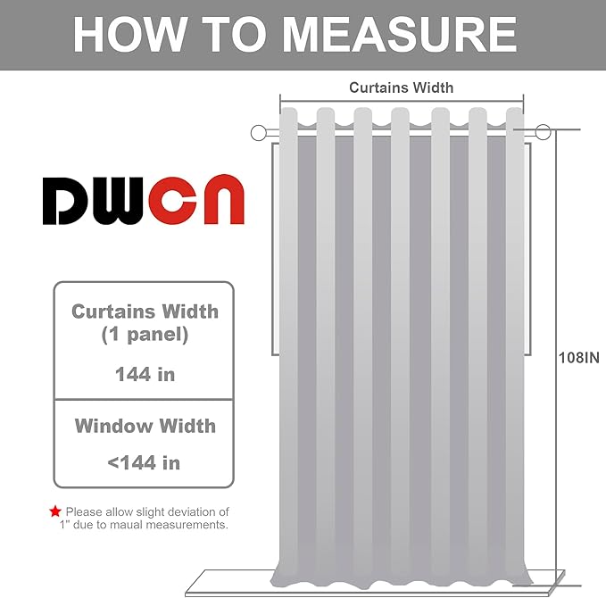 DWCN Blackout Curtain Panel for Bedroom - Thermal Insulated Energy Saving Grommet Blackout Drapery for Patio Door, Room Divider Big Long Curtain (Black, W12' by L9', 1 PC) - Image 2