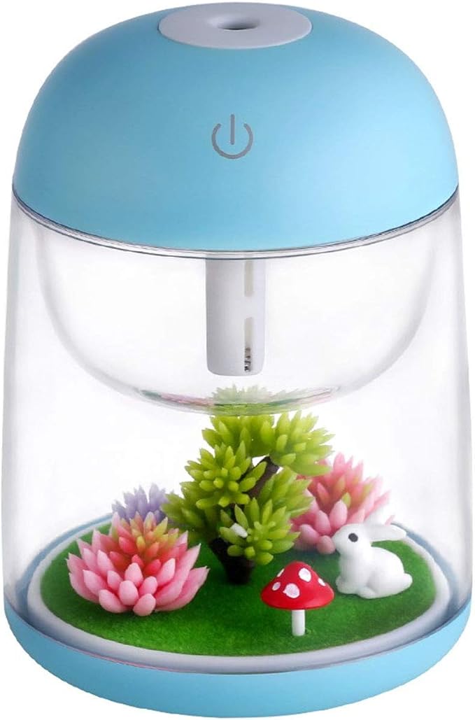 Micro Landscape Humidifier with Changing Led Light,Adjustable Mist Mode, Waterless Auto Shut-off,for Bedroom,Office,Car (blue) by AEKAN