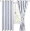 Hiasan Blackout Curtains for Bedroom, 60 x 63 Inches Length - Thermal Insulated & Energy Saving Window Curtains for Living Room, 2 Drape Panels Sewn with Tiebacks, Greyish White by Hiasan