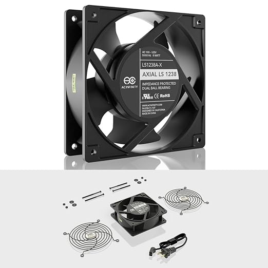AC Infinity AXIAL LS1238, Quiet Muffin Fan, 120V AC 120mm x 38mm Low Speed, UL-Certified for DIY Cooling Ventilation Exhaust Projects - Image 2