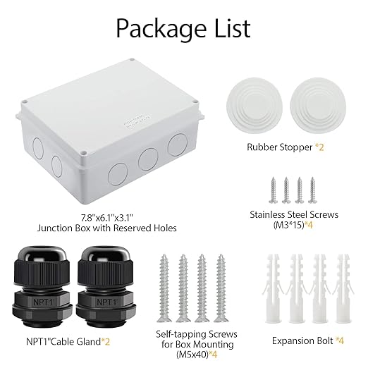 LeMotech Junction Box, Electrical Box IP65 Water Resistant Dustproof ABS Plastic Project Enclosure for Electronics White 7.9 x 6.1 x 3.1 inch - Image 7