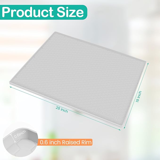 Waterproof Under Sink Mat 28" x 19", Silicone Cabinet Liner, Rubber Protector for Kitchen and Bathroom, Keeps Cabinets Clean, Dry, and Organized (Light Grey) - Image 2