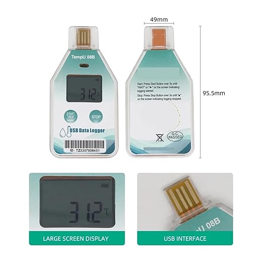 Disposable Temperature Humidity Data Logger with 32000 Point PDF Report for Cold Chain Transport(TempU08B,1pc) - Image 5