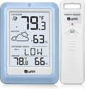 Indoor Outdoor Thermometer Wireless Weather Station, Temperature Humidity Monitor Battery Powered with 330ft Range Remote Sensor and Backlight Display（Light Blue） by UUNNI