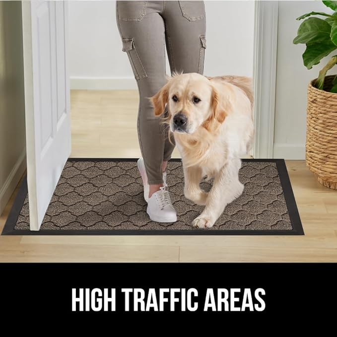GORILLA GRIP 100% Waterproof All-Season WeatherMax Doormat, 60x24, US Designed Natural Rubber, Stain and Fade Resistant, Low Profile Indoor Outdoor Door Mats, Easy Clean Patio Mat, Latte Quatrefoil - Image 7