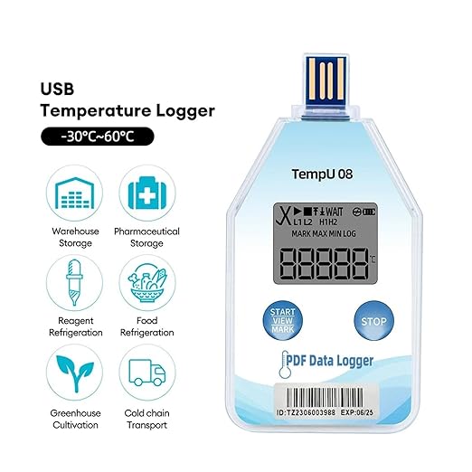 Disposable Temperature Humidity Data Logger with 32000 Point PDF Report for Cold Chain Transport(TempU08,3pcs) - Image 2