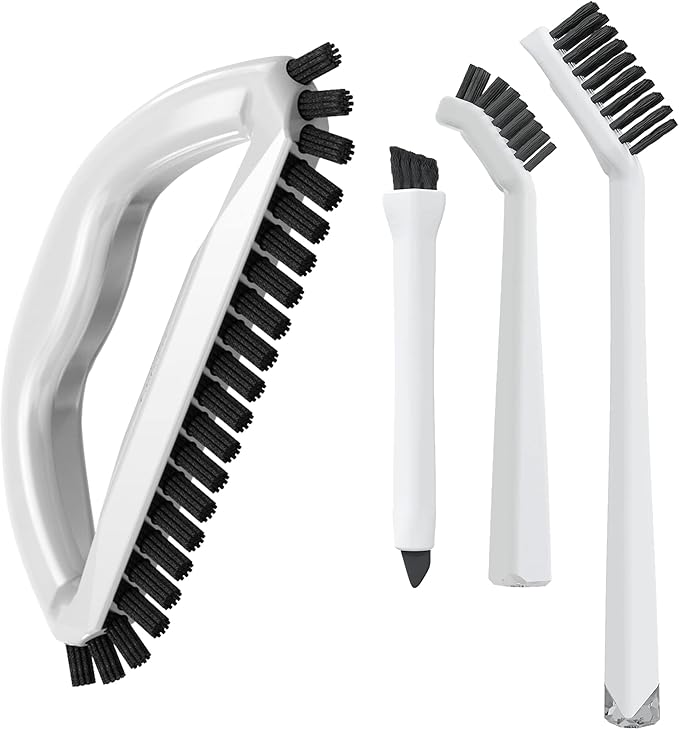 Grout Cleaning Brush Set (4 Pcs) Heavy Duty Hand Grout Scrub Brush & Detail Cleaning Brush Set for Baseboards,Floor, Corners, Shower, Bath Tub & Tiles by TheCrownChoice