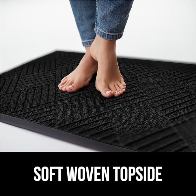 GORILLA GRIP 100% Waterproof All-Season WeatherMax Doormat US Designed Natural Rubber, Stain and Fade Resistant, Low Profile Indoor Outdoor Door Mats, Easy Clean Patio Mat, 17x29, Black Diamond - Image 7