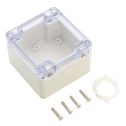 LeMotech ABS Plastic Junction Box Dustproof Waterproof IP65 Electrical Enclosure Box Universal Project Enclosure Grey with PC Transparent Clear Cover 3.3 x 3.2 x 2.2 inch (83 x 81 x 56 mm) by LeMotech