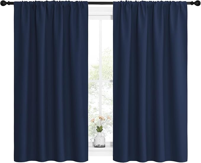 NICETOWN Kitchen Curtains, Short Blackout Curtains & Drapes, Thermal Insulated Blackout Curtain Panels for Kids Room, Play Room (Navy, 42" Wide by 54" Long, 2 PCs) - Image 2