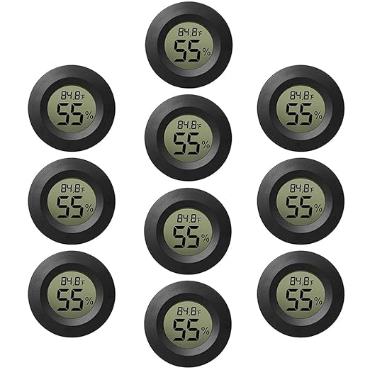 10-Pack Mini Thermometer Hygrometer, Small Digital Electronic Temperature Humidity Meters Gauge Indoor LCD Display for Greenhouse, Garden, Cellar, Fridge, Mason Jar by Rojuna