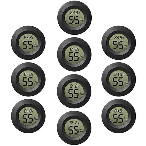 10-Pack Mini Thermometer Hygrometer, Small Digital Electronic Temperature Humidity Meters Gauge Indoor LCD Display for Greenhouse, Garden, Cellar, Fridge, Mason Jar by Rojuna